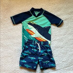 Kids Shark Swim Set - Green and Blue